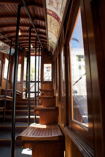 An interior view of one of the railway cars