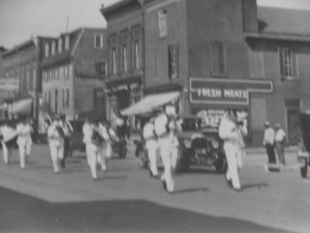 Band from Episcopal church, undated, marching town Main St. 
