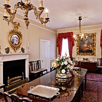 The formal dining room of the Cannonball House