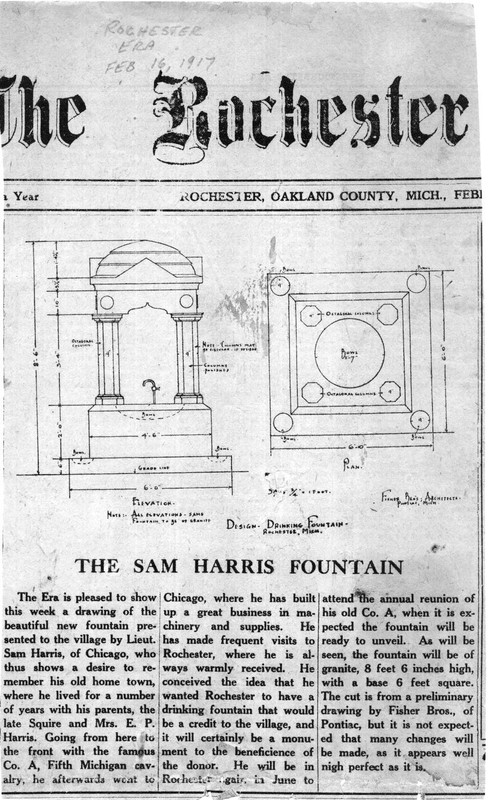 Samuel Harris Fountain, drawing in Rochester Era, February 23, 1917