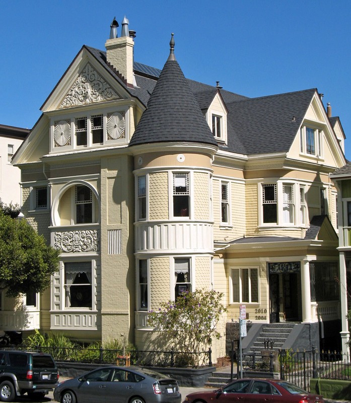 National Register of Historic Places in San Francisco, California. C. A. Belden House, 2004-2010 Gough St, San Francisco, California, USA. Photographed 2008-03-09 by Mike Hofmann from steps at southeast corner of Lafayette Park.