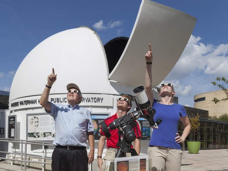 Safely observing the sun at the Phoebe Waterman Haas Public Observatory. 