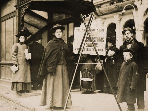The Salvation Army's kettle collection at Christmastime, photograph circa 1908