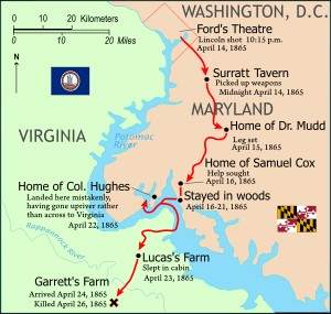 Map showing the route of his escape and eventual demise