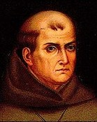 Padre Junipero Serra, first Presidente of the Missions. His canonization in 2015 by the Catholic Church led to widespread protests and vandalism at California Missions due to the Spanish history of forced labor and conversion of California Natives.