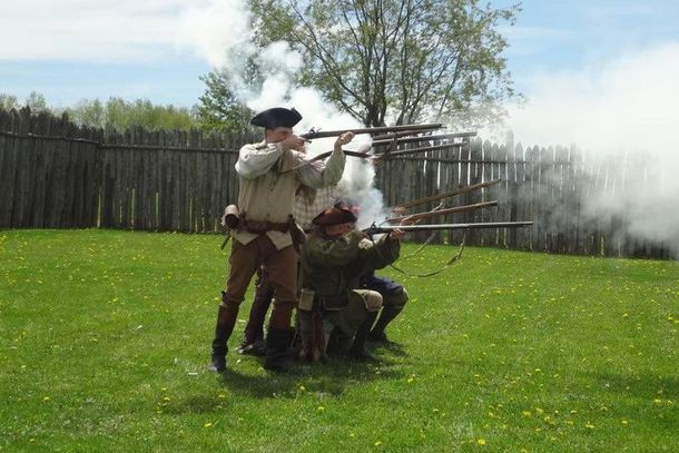 Re-enactors inside the fort.