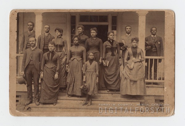 circa 1900. Dr. Atkins (front row far left) with students from Slater Industrial Academy. 