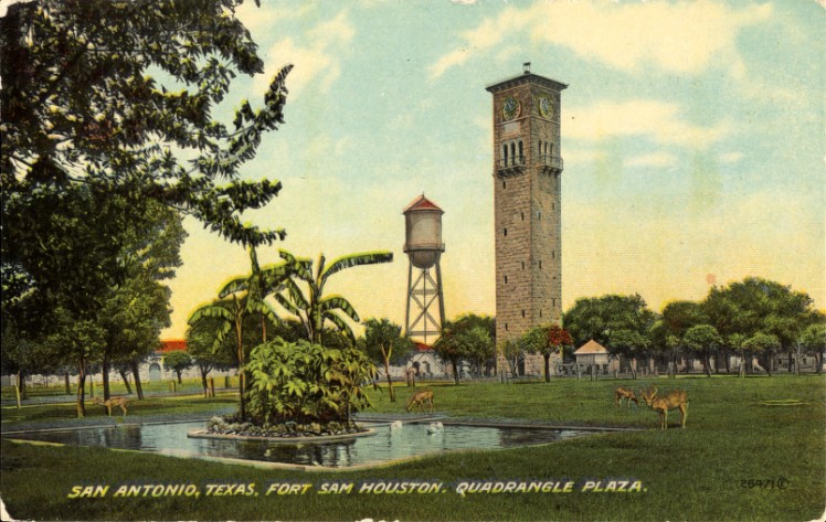 Quadrangle Plaza, Fort Sam Houston (postcard, circa 1890–1924)
Image from the University of Houston Digital Library