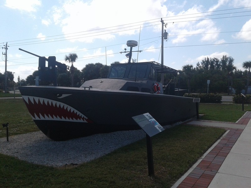 One of the boats on display that had been used by SEAL operatives.