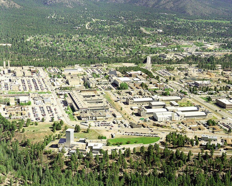 An aerial view of the Los Alamos National Laboratory.