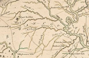 1770 map with location of fort marked