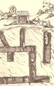 Sketch of 1830s gold mining operation