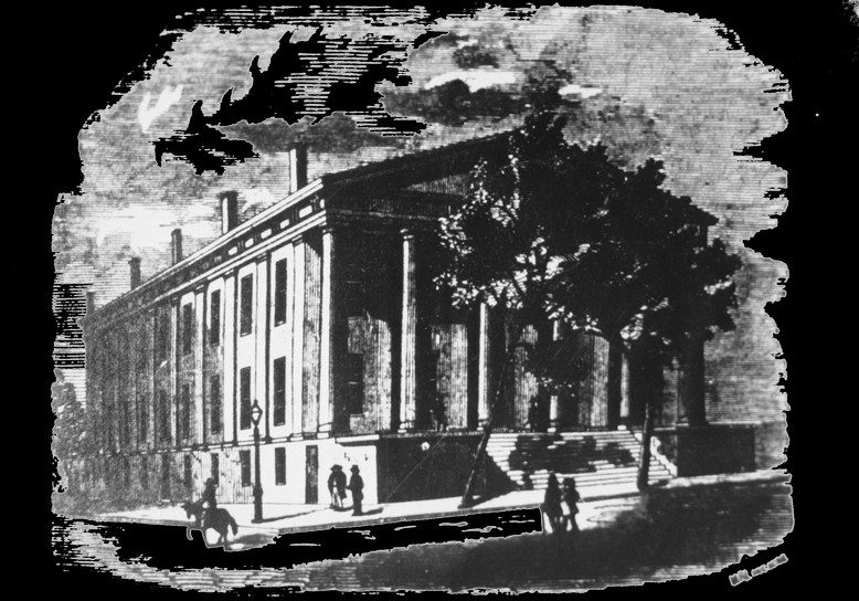 The New Medical Hall, built in 1839, burned down in 1863.