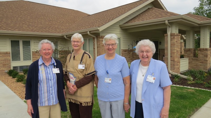 Sisters of St. Agnes volunteering at Hospice Home of Hope, 2017:  Sisters Jean Braun, Caryl Hartjes, Jeannine Funk, and Marie Kees.