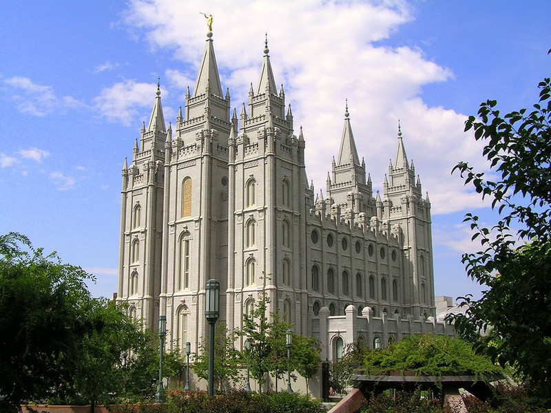The Salt Lake City Temple was completed in 1893 after decades of construction. It is the fourth temple built in the state.