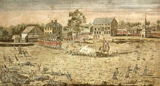 Amos Doolittle's illustration of the Battle on Lexington Green, 1775 (Courtesy of Signs of the Times)