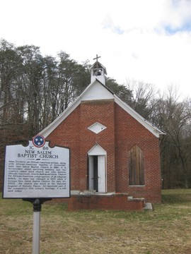 New Salem Church and historic marker.