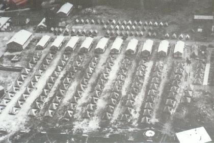 Aerial view of Fort Williams showing National Guard camp and tent sites (courtesy Joel Eastman).
