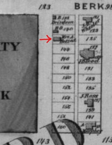 Bell house (red arrow) on 1873 Beers Atlas of Douglas County, map sheet 33 