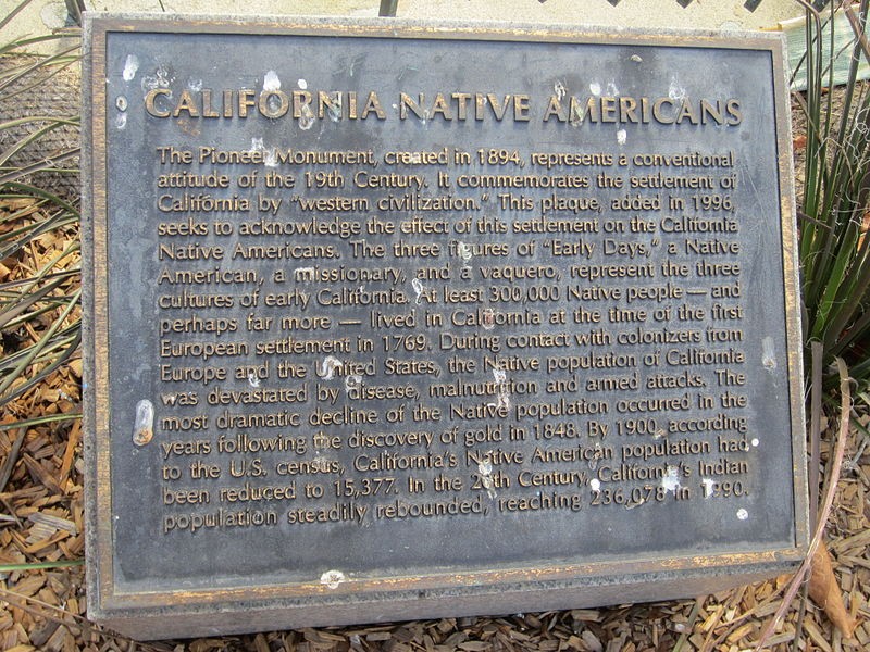 This plaque offering information about the history of Native Americans in California was added in 1994. 
