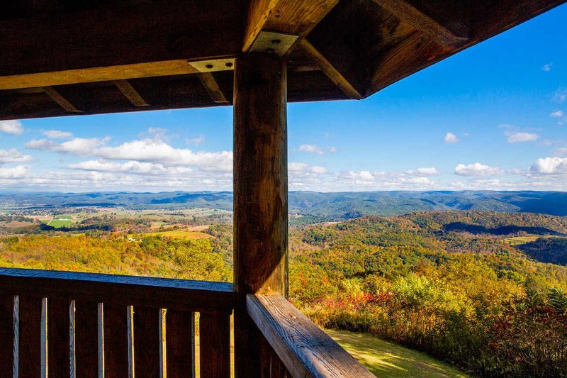 The view from Droop Mountain's Lookout Tower, designed to afford breathtaking views not only of the valley, but of the approach of the 14th Pennsylvania and the position of Averell's artillery.