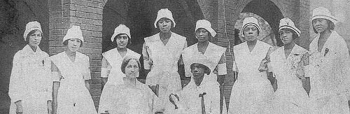 undated photo of student nurses at Walden. Dr. Emma Wheeler is believed to located on the bottom row, left. 