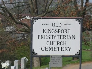 Old Kingsport Cemetery. Original log building church was located on this spot of land. 