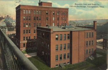 Republic Steel offices near the Market Street Bridge in downtown Youngstown, circa 1920.