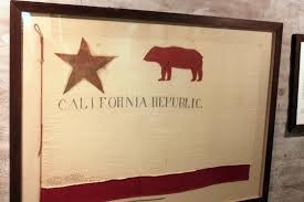 Replica of original California Republic flag that flew over the plaza across from the Barracks. Stored in Barracks museum. Original flag was destroyed in the 1906 San Francisco earthquake and fire. 