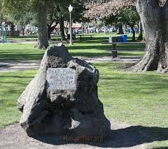 Stone marker denoting spot of actual site of raising of the Bear Flag and start of the Bear Flag Revolt
