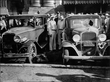 Scene in Front of the Railroad Depot Moments after the Kansas City Massacre 