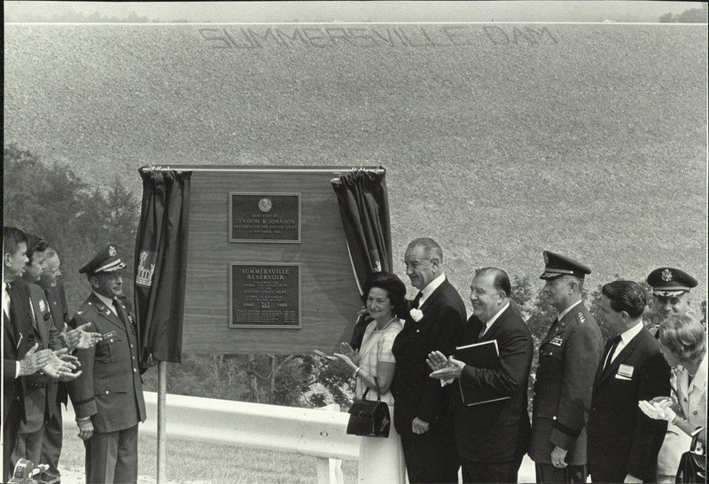 President Lyndon Johnson at the dedication ceremony for Summersville Dam.1