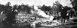 Carrier house being burned to the ground in the 1923 attacks in Rosewood.