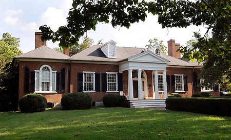 A view of the house from the front.