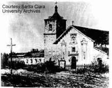 Oldest known daguerrotype of Mission Santa Clara. Taken in 1854. (Courtesy of Santa Clara University)