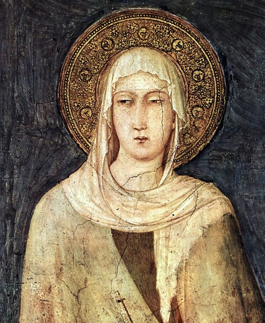 A 14th century fresco of Clare of Assisi, the Catholic saint for whom the mission was eventually named.