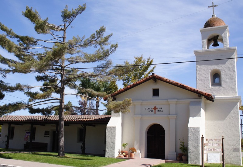 The replica mission near the original site is approximately half the Mission's original size.
