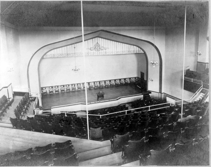 The 1907 expansion included the addition of a 1,000-seat auditorium used for student productions and other shows. It was shuttered in 1992 with the opening of the Joan C. Edwards Performing Arts Center.