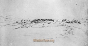 Mission Soledad as it looked in an 1850 sketch. 