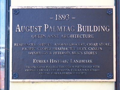 Historical Plaque on the August Palmtag Building