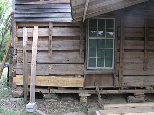 The original northeast corner of the cabin