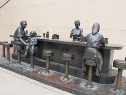 The Soda Fountain is the centerpiece of the "Streetscape" installation. 