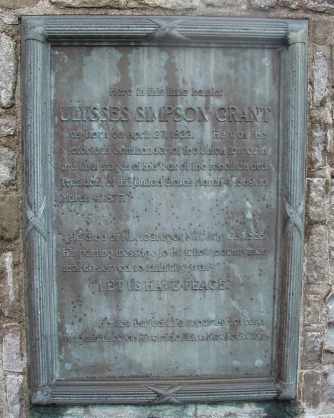 A marker with information about Ulysses S. Grant. 