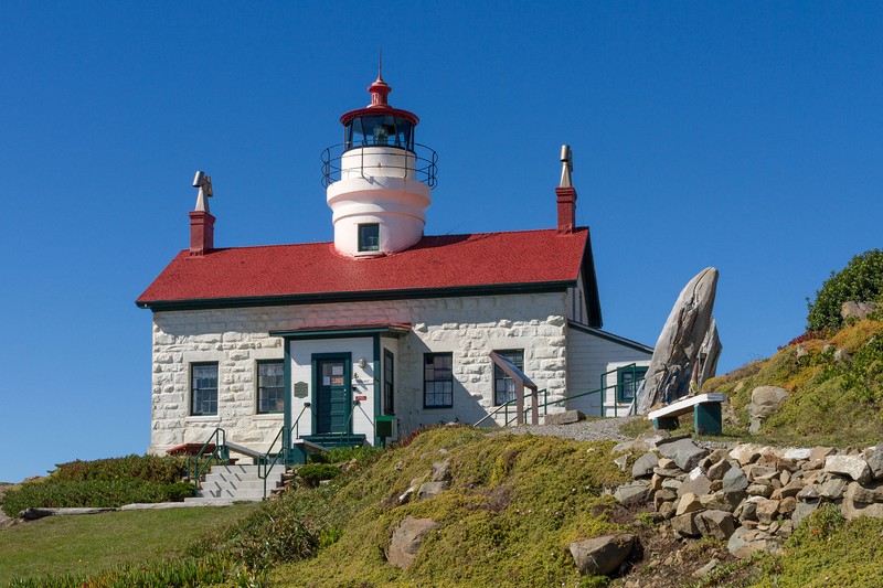 The Battery Point Lighthouse can only be reached during low tide.