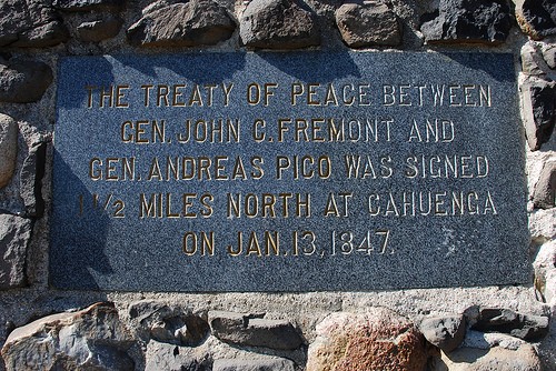 Marker for Treaty of Cahuenga. 