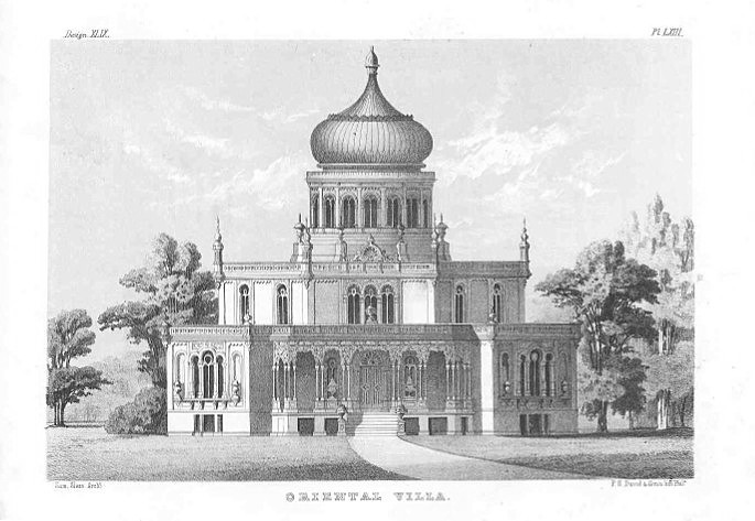 "Sloan's Oriental Villa" by Samuel Sloan (1815-1884) - Sloan, Samuel. The Model Architect. a Series of Original Designs for Cottages, Villas, Suburban Residences, Etc: Accompanied by Explanations, Specifications, Estimates, and Elaborate Details. Phi