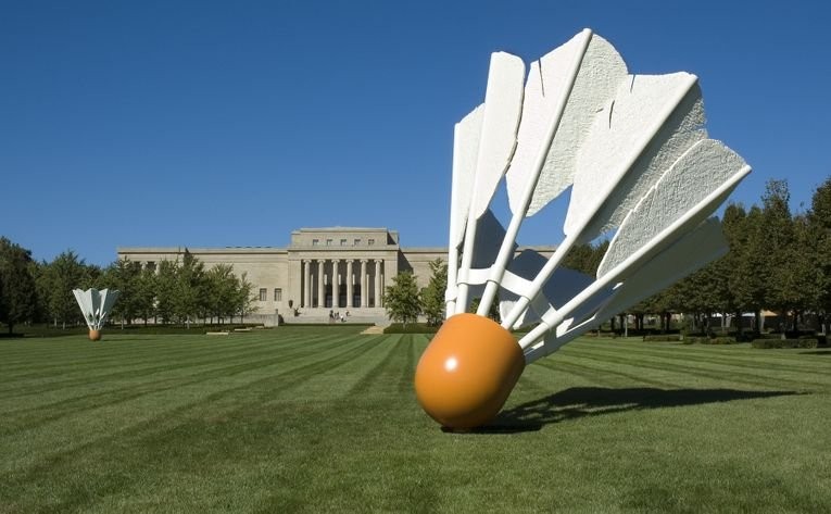 One of the Claes Oldenburg shuttlecock sculptures that inspired the museum's logo