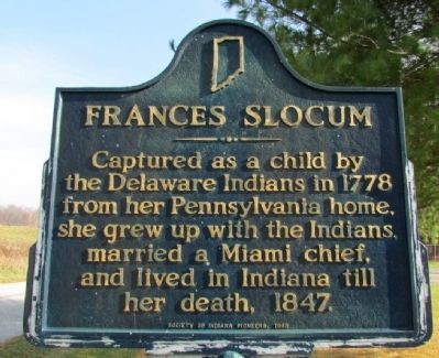 Photograph of Frances Slocum in the Frances Slocum Cemetery.