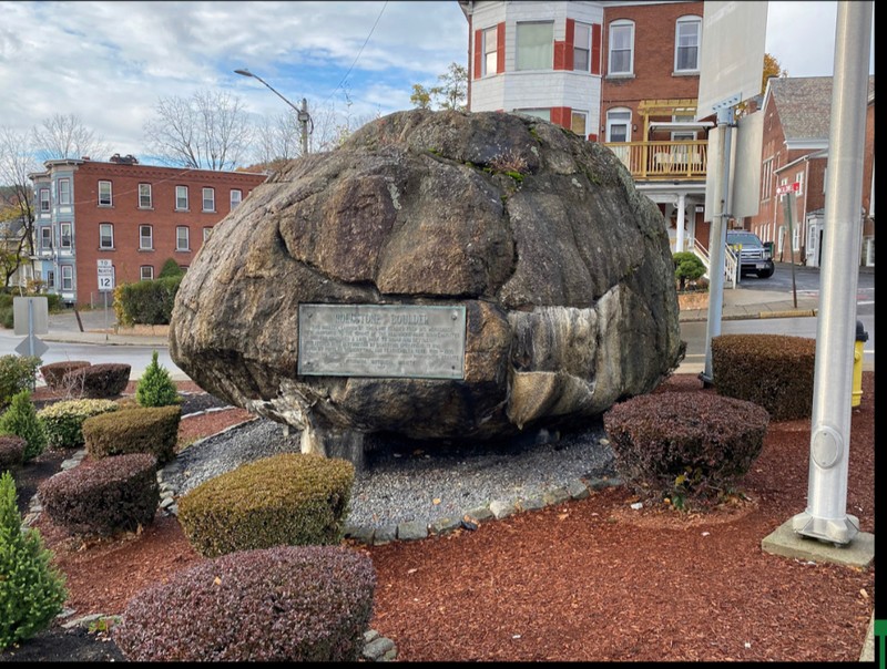 A recently taken photo of the Rollstone Boulder. This photo was taken in front of the Boulder.