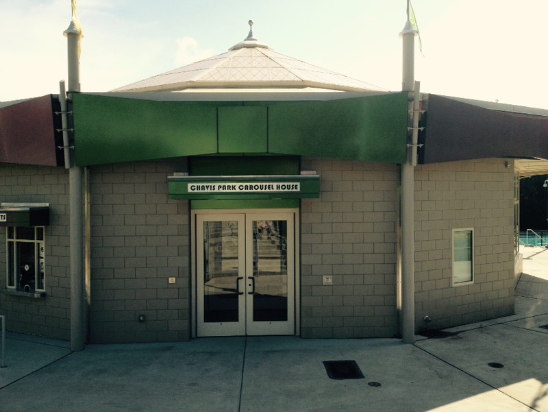 The entrance to the Chavis Park carousel house. 